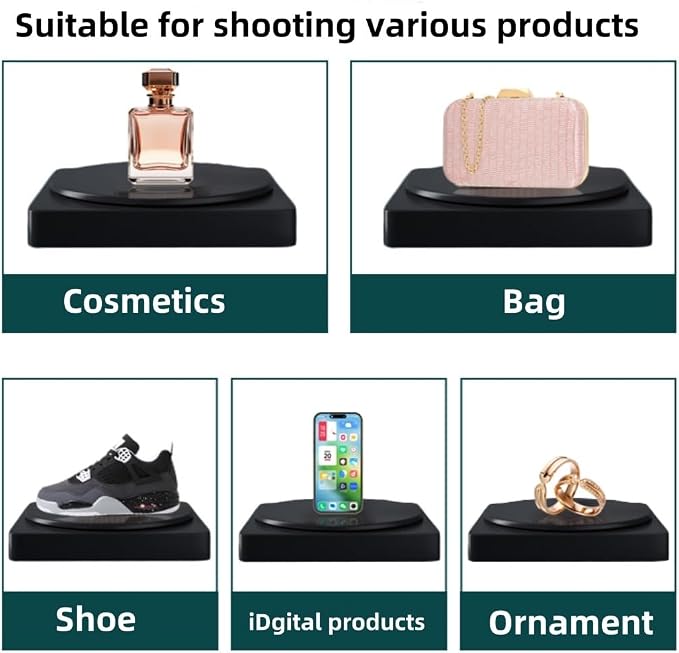 6.69Inch Motorized Rotating Display Stand, 360° Electric Turntable for Photography with Type-C Power Cable, Adjustable Speed Spinning Platform for Product Display, 3D Scanning, Jewelry & Cake