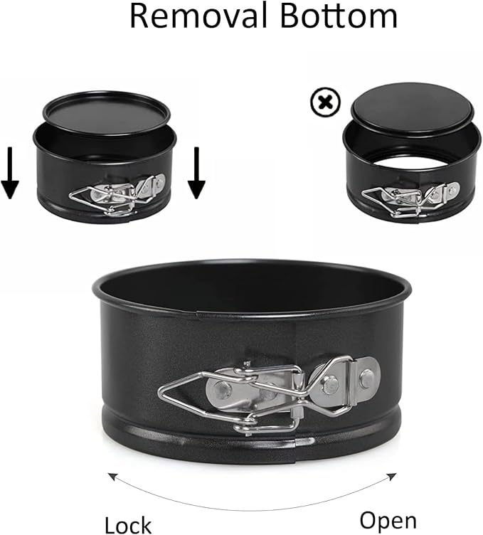 4 Inch Springform Cake Pan Set of 4, Non-Stick Round Mini Cake Tins with Removable Bottom for Cheesecakes, Pie, Quiche and Baking