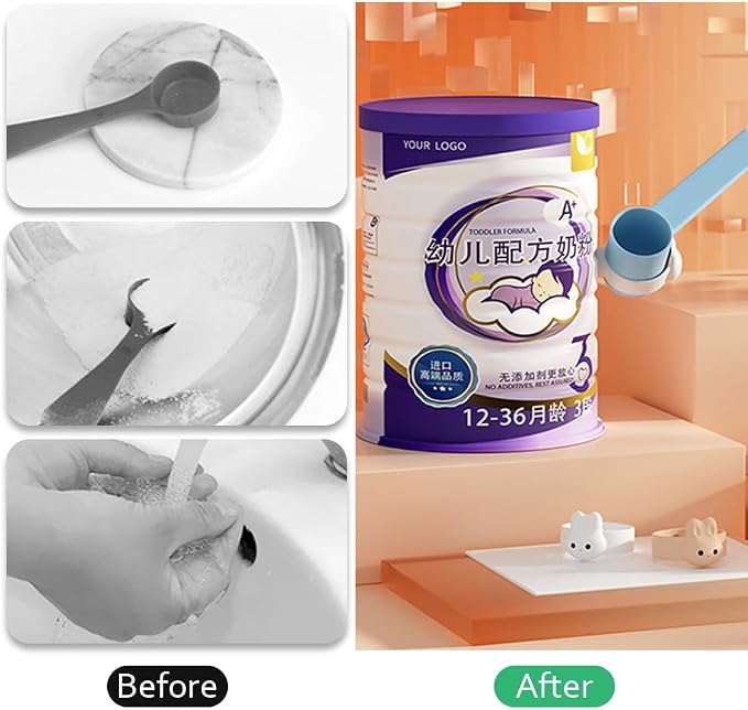 Ouliget Milk Powder Spoon Magnetic Fixator,Measuring Spoons Hang Magic Ring Prevent Falling,Scoops Companion for Creatine Coffee Grains Spices Powders,Fits in Jars,2 Pieces