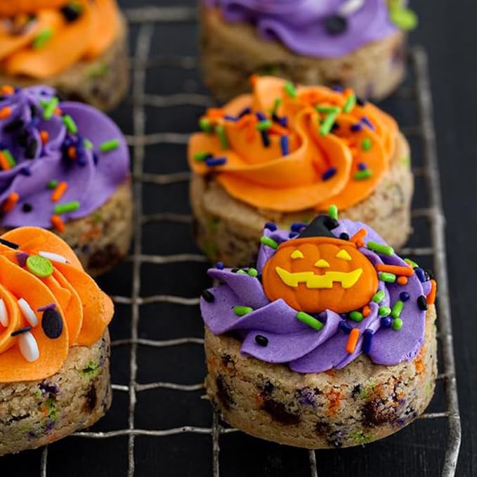 Halloween Sprinkles 4 Cell Edible Candy Eyeball Mix Orange Black Purple Green Sprinkle Jimmies Nonpareils Perfect for Cake Decorations Baking Ice Cream Cookies Cupcake Topper 6.5OZ
