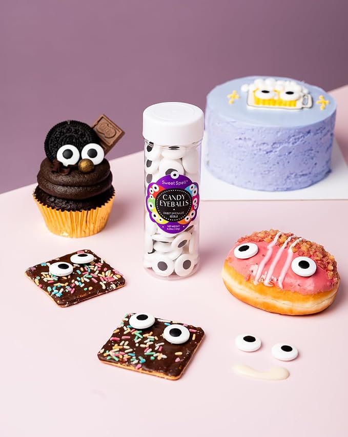 Sweet Spell Candy Eyeballs - Edible Candy Eyes Sprinkles for Decorating Halloween Cookies, Cakes, Cupcakes, and Baking (120g/4.2oz, 17 mm)