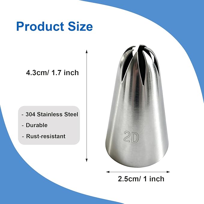 10Pcs 304 Stainless Steel Cake Piping Tips & Coupler, Icing Tips Cookies and Cupcakes Decorating Baking Tools