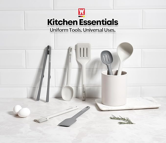 Wagensteiger Light Gray Versatile Slotted Spoon: Muti-Purpose Cooking Tool with Heat Resistant, Non-stick Cookware Safe, Skimmer for Deep Frying Cooking, BPA Free (11.02inch x 2.56inch)