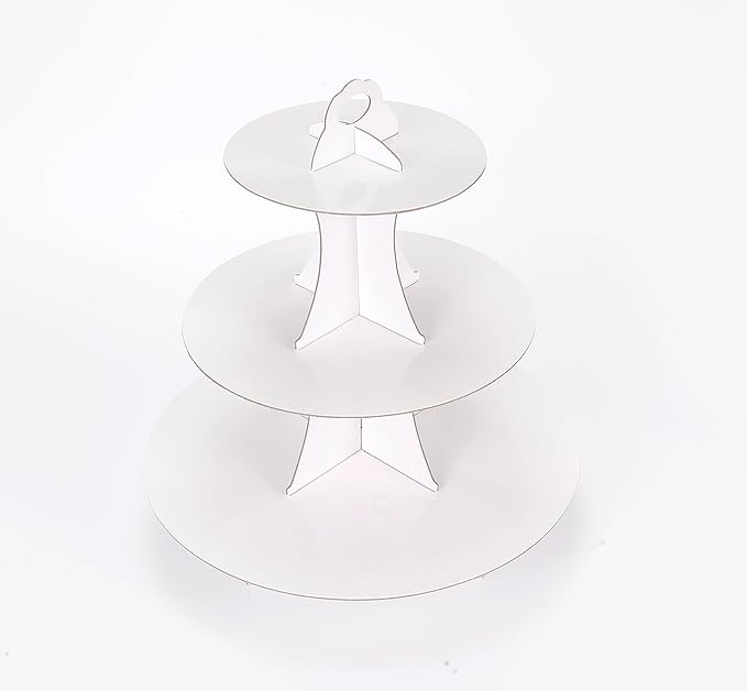 YLDW Cupcake Stand 2Pcs, 3-Tier Cupcake Stand Display, Cardboard Cup Cake Tower Stand, Disposable Dessert Stand for Birthday Tea Party Baby Shower Treat Decorations, White