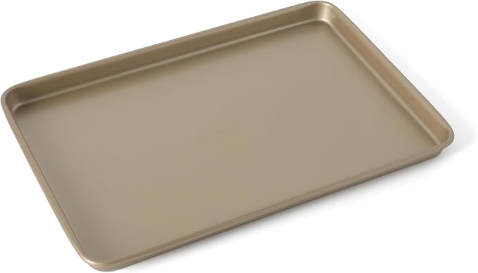 Martha Stewart Gallen 17 x 11 Inch Nonstick Carbon Steel Cookie Sheet – Champagne, Durable Bakeware for Even Baking and Easy Cleanup
