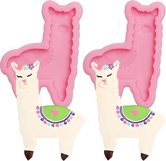 Llama Fondant Mold 2 Pcs, Alpaca Cactus Silicone Molds for Chocolate Cake Decoration Candy Cupcake Topper Cake Polymer Clay Crafts Epoxy Resin