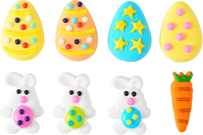 27 pcs Easter Sprinkles, Edible Easter Cake Decorations Carrot Easter Bunny Egg Royal Icing Decorations Edible Hard Sugar for Cupcake Topper Cookies Chocolate Baking Decor