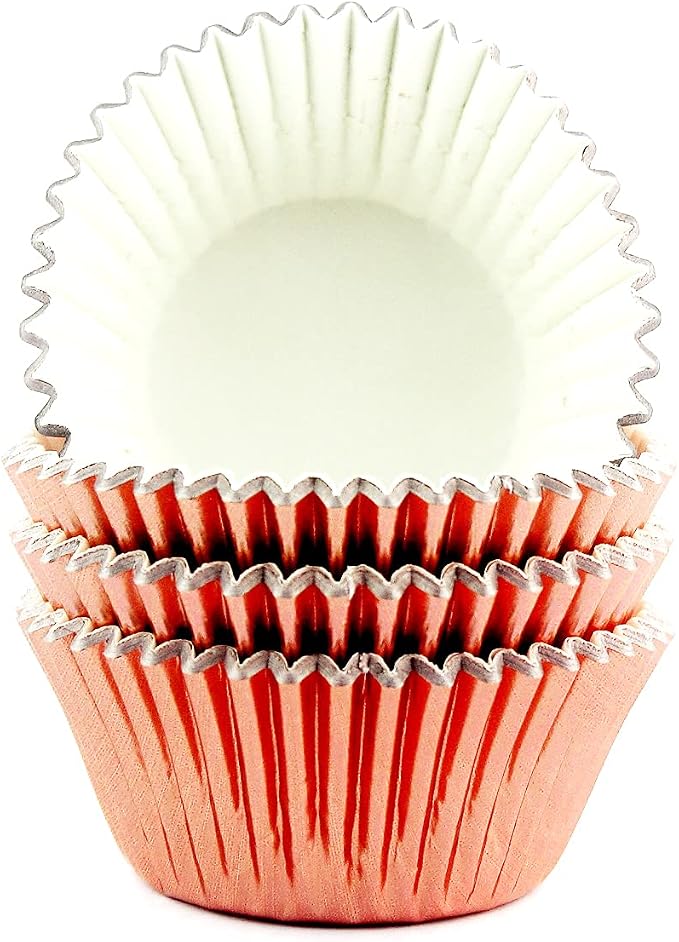 Foil Cupcake Liners Standard Baking Cups 100 Pcs (Rose Gold)