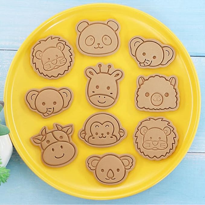 8 Pieces Cute Animals Cookie Cutters Plastic Panda Cookie Stamps Animal Cookie Mould Press Koala Cookie Mould Set Baking Kitchen Tools (Animals B)