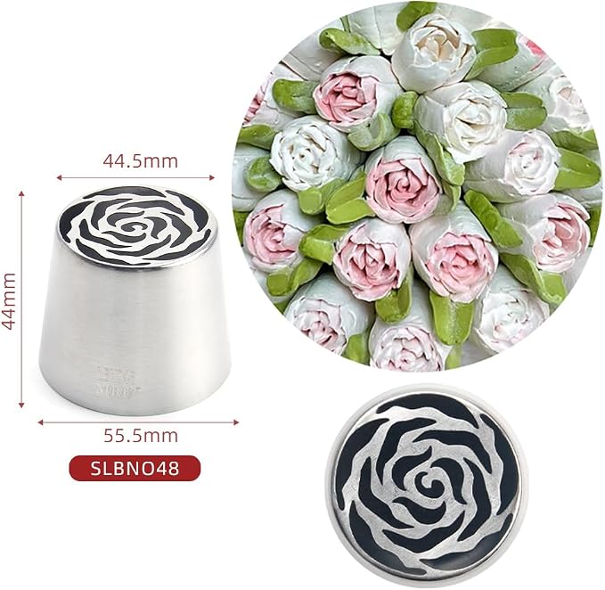 1 Pcs Stainless Steel Extra Large Russian Tulip Flower Icing Tip, Pastry Frosting Piping Nozzle for Marshmallow Bouquet, Cake Decorating Piping Tip, Flower Frosting Nozzles for Decorating, Silver