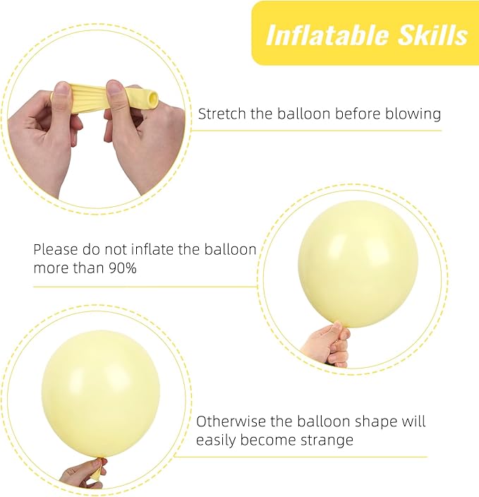 RUBFAC 129pcs Pastel Yellow Balloons Different Sizes 18 12 10 5 Inches Light Yellow Balloons for Happy Birthday Wedding Anniversary Baby Shower Easter Garland Arch Party Decoration