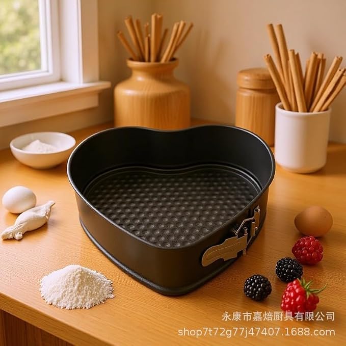 Kitchen Tools 9'‘Non-Stick Cheesecake Pan, Leakproof Springform Heart Cake Pan, Removable Bottom Quick Release Latch Moulds for Birthday Heart Cake Moulds