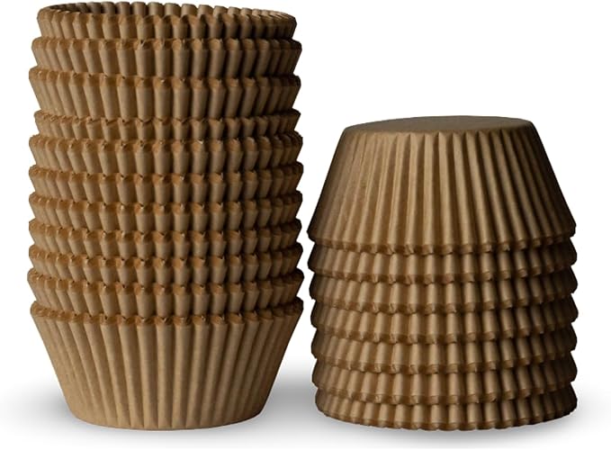200 Paper Cupcake Liners, Muffin Liners or Baking Cups for Desserts, Muffins, Cupcakes and More Treats; Grease Proof, No Smell, Food Grade, Nut Serving Containers (Brown)