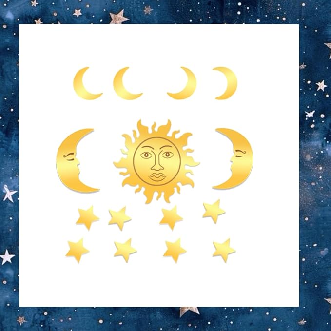 Sun and Moon Cake Topper with Acrylic Sun Moon Stars for Birthday