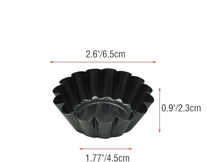 12 Pack Mini Tart Pan, Non-stick Carbon Steel Tart Molds, Pie Mould, Muffin Cupcake Pudding Maker - for Pies, Chinese Tart, Cakes (Size 2.6"x0.9")