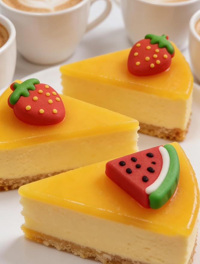 HeDeon&Rles 6 Pcs Edible Strawberry & 6 Pcs Edible Watermelon Candy for Baking Strawberry Candy Sprinkle Cake Decoration Cupcake Cokkie Icing Topper Party Supplies