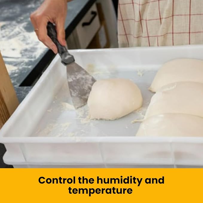 L'Oro Del Sud Commercial Dough Proofing Box Tray with Lid, White, 2 Trays | 23.6" x 15.74" x 2.75" Stackable Dough Tray for Pizza Dough Proofing, Impact and Temperature Bin Resistant, Product of Italy