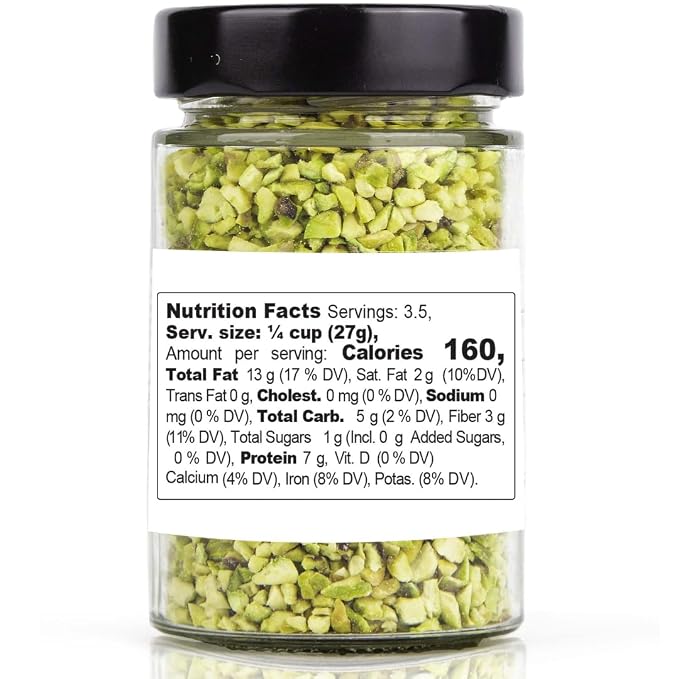 GUSTO ETNA Sicilian Chopped Pistachios, Raw Pistachios Crumbles 3.5 oz | Bronte-Sourced Crumbles for Baking, Cooking, Ice Cream, Pizza, Pasta, and Sandwiches; Product of Sicily, Italy.
