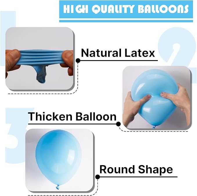 PartyWoo Light Blue Balloons 140pcs Different Sizes Pack of 18 12 10 5 Inch Baby Pastel Blue Balloon Arch Kit for Baby Shower Gender Reveal Graduation Mermaid Birthday Pool Party Decorations Blue-Y20