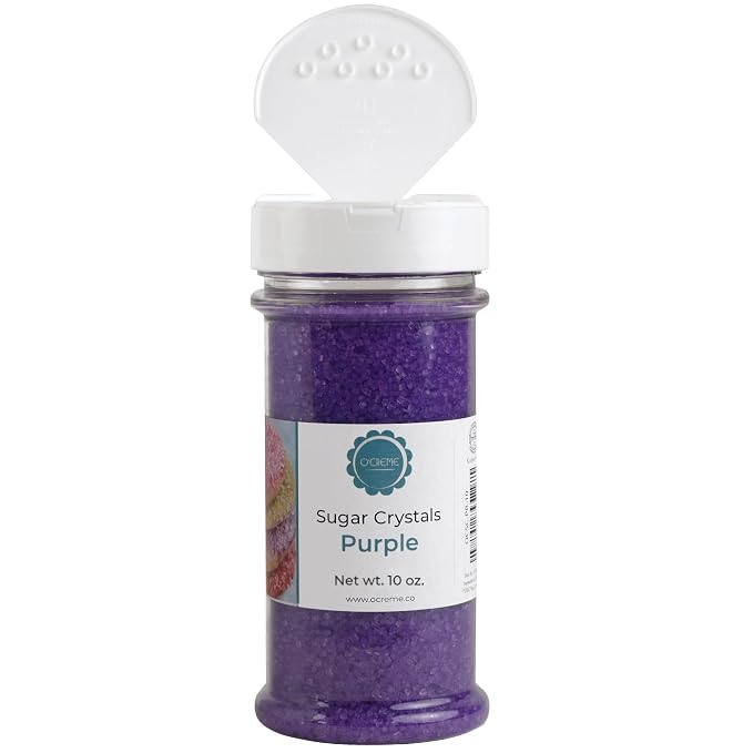 O’Creme Sugar Crystals - Coarse Sugar for Cookie Decorating - Eye-Catching Sugar Crystals – Coarse Sugar for Unique Cake Toppings, Cupcakes and Cookies – Ideal Decoration Solution - 10 Ounce Purple