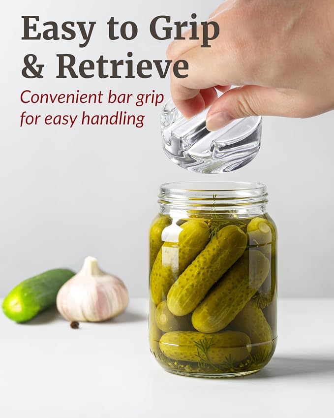 Elementi Fermentation Weight Set of 2 - Easy to Use Glass Fermenting Weights, Perfect Fit for Wide Mouth Mason Jars, Highly Durable Soda-Lime Glass Fermentation Kit for Sauerkraut, Kimchi & More