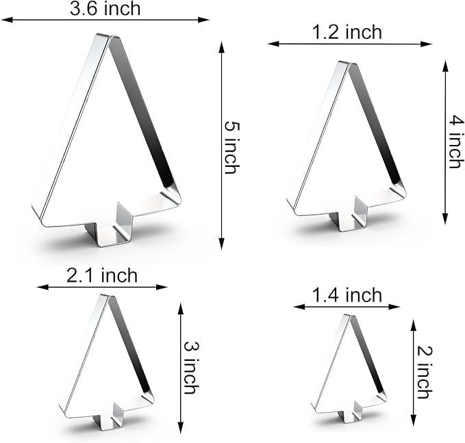Tree Cookie Cutter Set - 5", 4", 3", 2" - 4 Piece - Stainless Steel