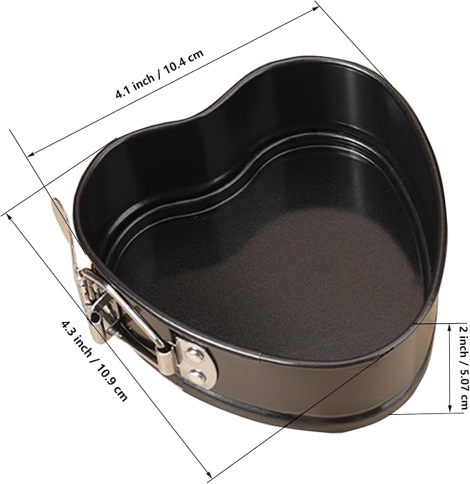 2 Pack, 4 Inch Springform Cake Pan，Mini Heart Springform Pan Non-Stick Cheesecake Cake Pan, Heart Baking Pan for Cake, Cheesecakes