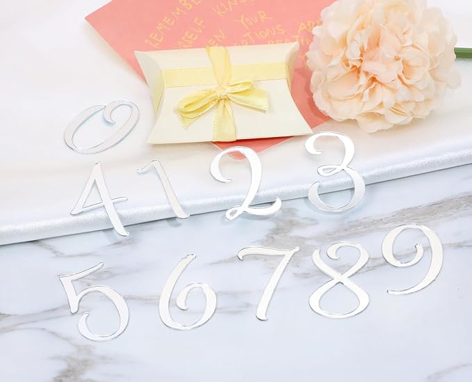 Shapenty Acrylic 0-9 Number Cake Toppers Picks for Birthday Wedding Anniversary Christmas Cake Decoration Party Supplies (20, Silver)