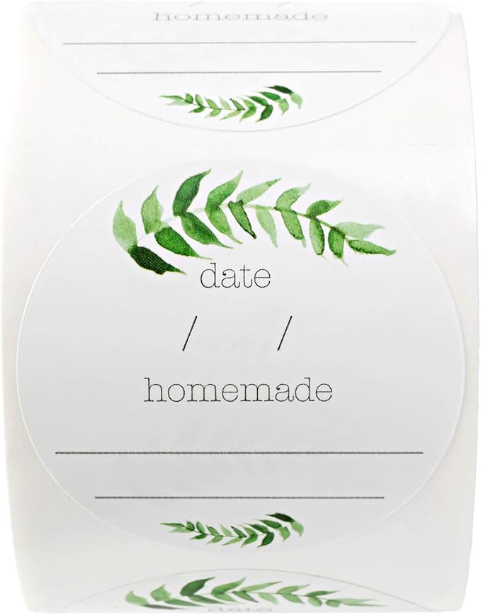 Watercolor Greenery Canning Stickers / 2" Round Jar Labels / 500 Illustrated Foliage Accents Can Sticker Roll/Made in The USA