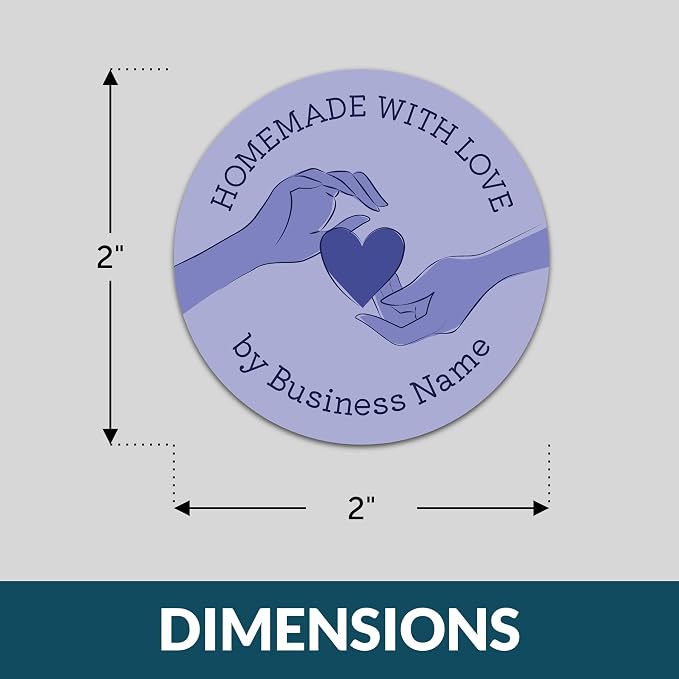 Personalized Handmade with Love Stickers – Custom 2" Round Packaging Labels for Small Business Orders, Gifts, Boxes & Envelopes (50–1000 Stickers) (Symmetrical Hands)