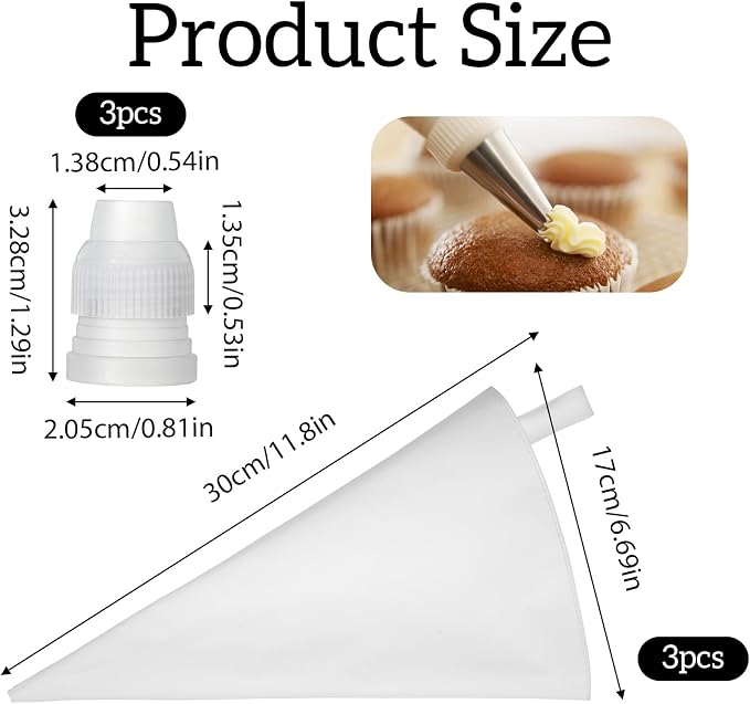 4 Pack Reusable Piping Bags 16" Icing Bags for Cake Decorating Bag Pastry Bag and Tips Set Cloth Frosting Bages Couplers for Standard Tips, Hangable, White