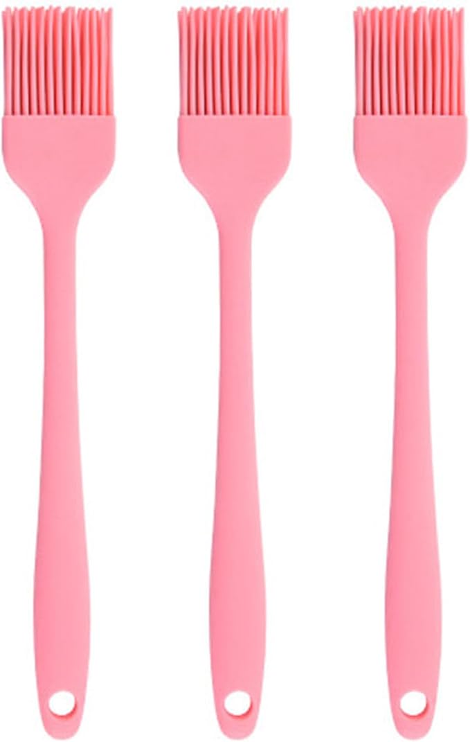 Silicone Oil brush, for BBQ Kitchen Cooking Baking and Grilling (3 PCS,pink)