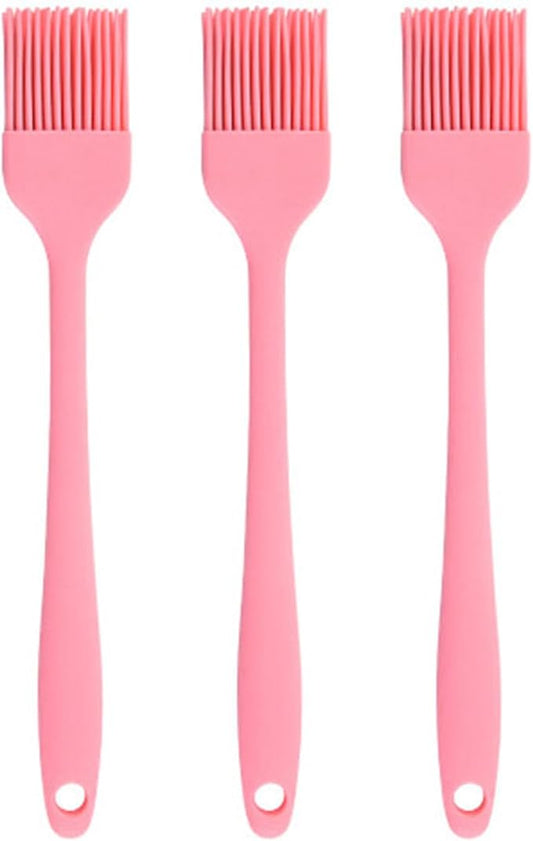 Silicone Oil brush, for BBQ Kitchen Cooking Baking and Grilling (3 PCS,pink)