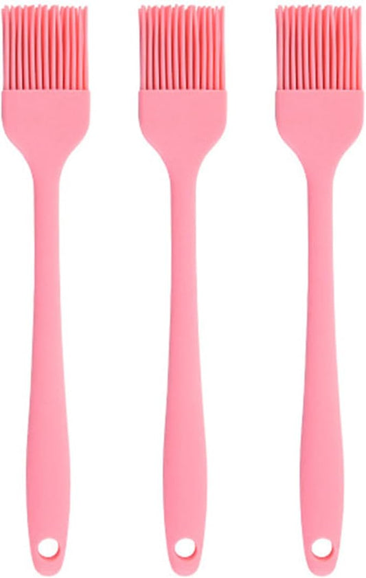 Silicone Oil brush, for BBQ Kitchen Cooking Baking and Grilling (3 PCS,Rose red)