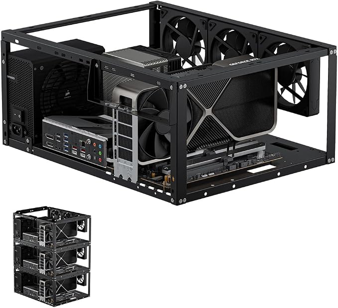 PC Test Bench,Open Air PC Case,Open Frame Computer Chassis, DIY Stackable Techbench Server Rack Mount PC Case for ATX MATX ETAX X79 X99 X10DRL-I X12DPI-N6 Micro ATX Motherboards