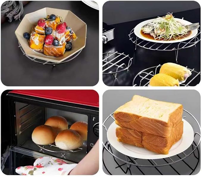 3Pcs 20cm / 7.87" Stainless Steel Round Steamer Racks, 8" Cooling Racks, Steaming Baking Rack for Pressure Cooker, Air Fryer, Canning