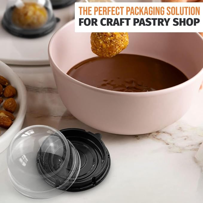 Treat Box Pack 50 - Pack Mini Cupcake Containers for Desserts - 2.8 x 2.8" Plastic Food Grade Mini Cupcake Boxes | Desserts Containers and Holiday Gift Wraps with Transparent Lids, Great for Parties