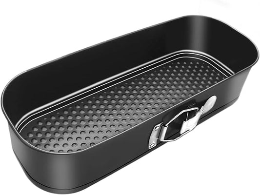 Oval Springform Cake Baking Pans: Non-Stick Cheesecake Pan with Removable Bottom, Quick Release Latch Bakeware Leakproof Bread Loaf Pan, Springform Loaf Pan 12.2" x 4.33" x 2.7"