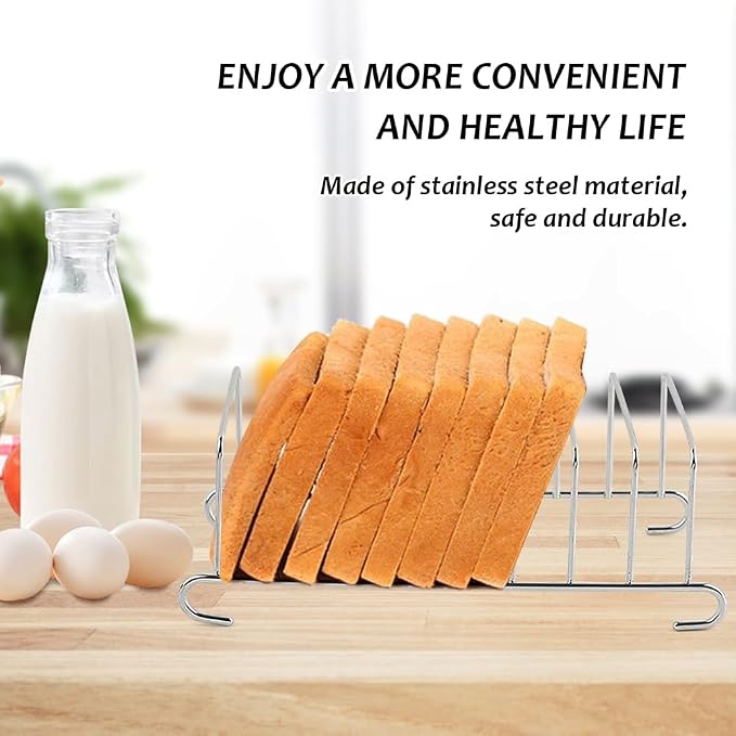 Toast Rack, 8 Slice Bread Holder Air Fryer Accessories Organizer, Stainless Steel Toast Rack Baking Tools Accessories Cooling Racks(COLOR:Silver 1 Pc)