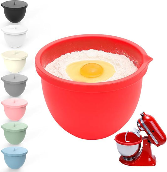 5 Qt Tilt-Head silicone liners for kitchenaid stand mixer, Silicone Bowl Liners with Lids, Kitchen Aid Accessories and Attachments for Baking and Cooking (1pcs Red)