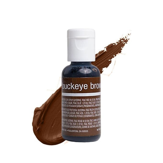 Chefmaster Buckeye Brown Liqua-Gel® Food Coloring | Vibrant Color | Professional-Grade Dye for Icing, Frosting, Fondant | Baking & Decorating | Fade-Resistant | Easy-to-Use | Made in USA | 0.70 oz