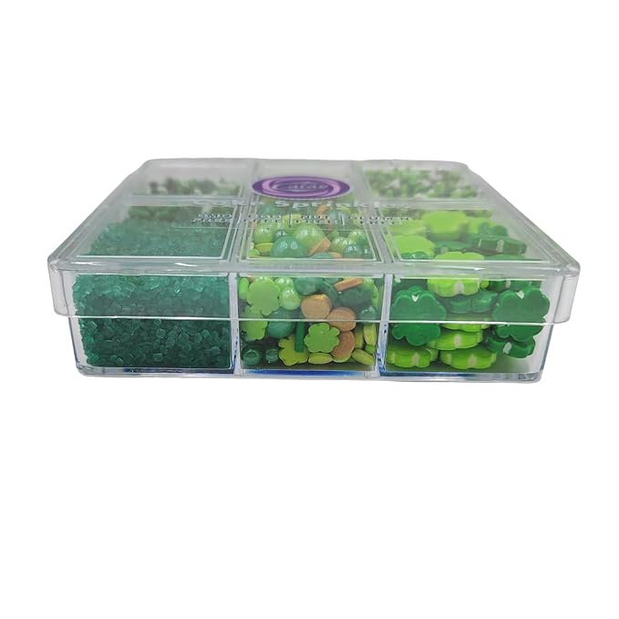 Green Sprinkles for Cake Decorating, St. Patrick's Day Sprinkles, Edible Shamrock Sprinkle with Clover Jimmies Nonpareils Green Sanding Sugar for Baking Cookies Ice Cream Topping Cake Cupcake Toppers