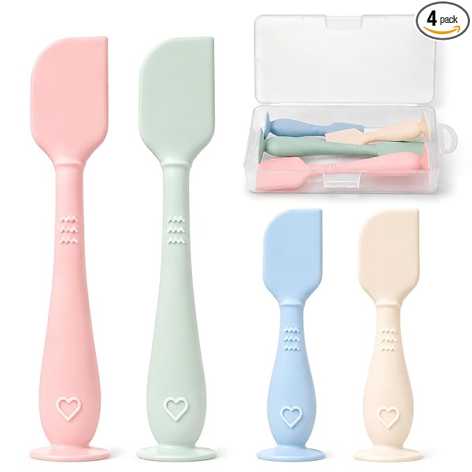 4-Pack Diaper Cream Spatula with Travel Case, Soft Baby Butt Spatula – Silicone Butt Paste Spatula, Convenient Diaper Spatula, Ideal Baby Shower Gift