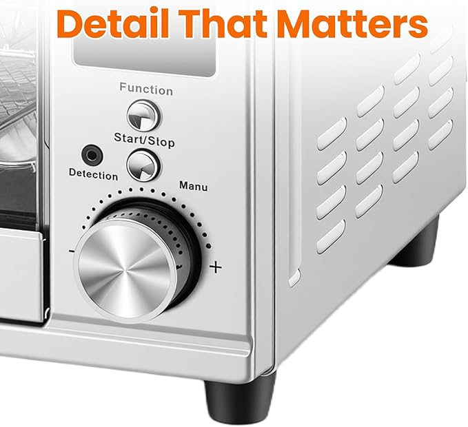 OLIXIS Toaster Oven Countertop, 29.6QT Air Fryer Toaster Oven Combo, 12-in-1 with Smart Probe, Broil, Bake, Toast & Specialized Presets, Temp Up to 450°F, 6 Accessories Included, Stainless Steel