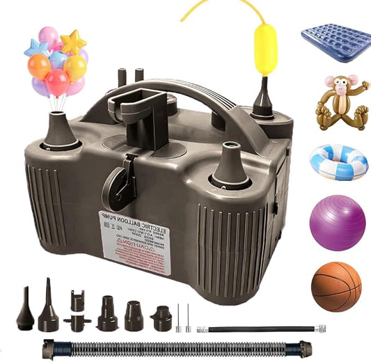 4-in-1 Electric Balloon Pump for All Balloons, Inflatables, and Sports Balls, Portable High Power Triple Inflating Ports for Latex Foil 260q Mylar Balloon