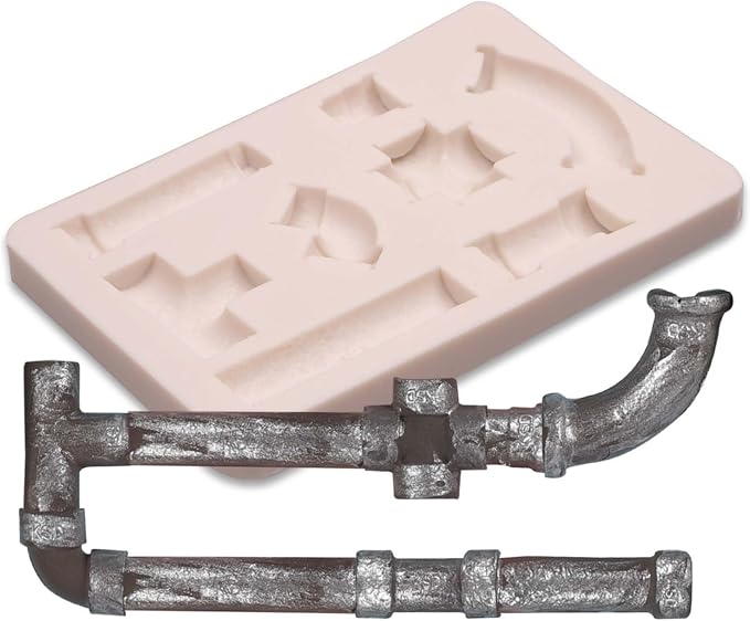 Pipes Silicone Chocolate Molds, Steampunk Pipeline Stop Tap Fondant Molds for Fathers Day Cake Decoration Cupcake Toppers Cookies Gum Paste Polymer Clay Resin Crafts DIY