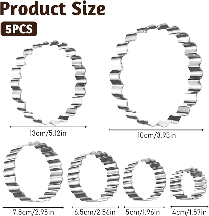 Round Cookie Cutter Set, 6 PCS Non-Stick Circle Cookie Cutters 1.5"/2"/2.5"/3"/3.5"/4" Geometric Stainless Steel Biscuit Cutter for Home Kitchen Baking, Silver