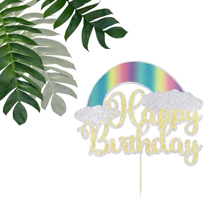 Rainbow Happy Birthday Cake Topper，Baby Shower Cake Decorations,for Colorful Birthday/Kids’ Party Cake Topper Decoration Supplies (rainbow)