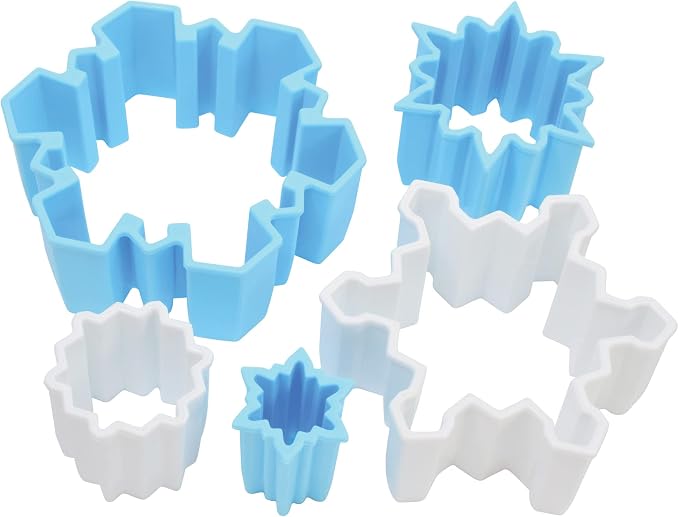 R&M International Snowflake Cookie and Biscuit Cutters, Assorted Sizes, Bright Colors, 5-Piece Set