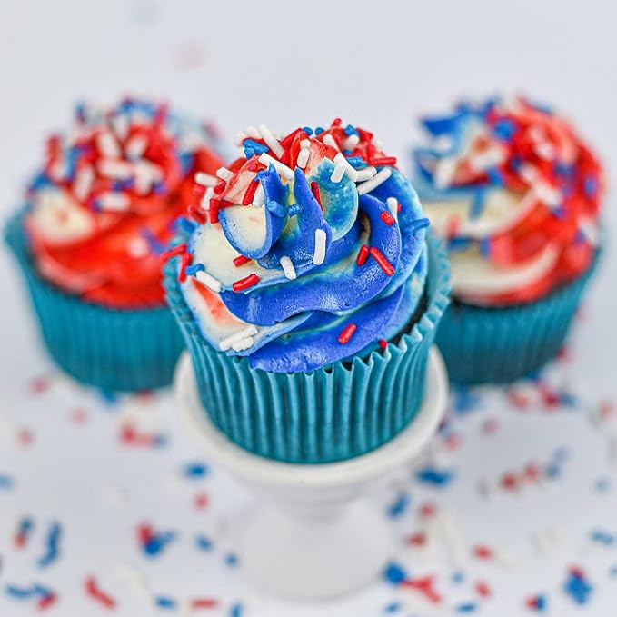 Patriotic Jimmies Sprinkles for Cake, Cookie, Cupcake Decorating, and Baking - 4th of July Cake Decorations in Red White and Blue Jimmies - Vegan Sprinkles for Donuts and Cookies